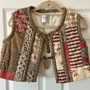 Sea NY Women’s Vest, Size XXS, Cream Multi Color